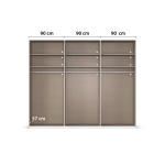Dressing 271 cm lățime, 3 uși glisante, culoare gri matase, 223 cm înălțime, compartimentare premium - imagine 6