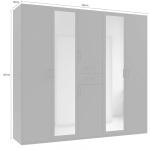 Dulap 225 cm lățime, 6 uși batante, oglindă centrală, 2 sertare, culoare gri sahara, 207 cm înălțime, compartimentare practică pentru dormitor - imagine 3