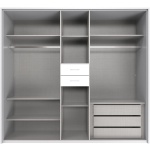 Dulap 225 cm lățime, 6 uși batante, oglindă centrală, 2 sertare, culoare gri sahara, 207 cm înălțime, compartimentare practică pentru dormitor - imagine 4