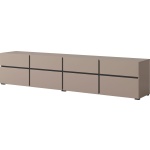 Comodă TV 225 cm latime, 4 sertare, 4 uși batante, culoare bej inchis, 48 cm inaltime - imagine 5