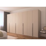 Dulap 400 cm lățime, 8 uși batante, culoare champagne, 223 cm înălțime, compartimentare practică pentru dormitor