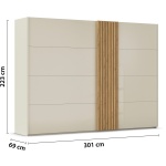Dressing 301 cm lungime, 3 uși glisante, culoare champagne / stejar, premium, 223 cm înălțime, compartimentare premium - imagine 6