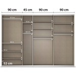 Dressing 315 cm lățime, 3 uși glisante, fronturi sticlă, culoare champagne, 229 cm înălțime - imagine 5