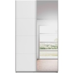Dressing 136 cm lățime, 2 usi glisante, culoare alb alpin, finisaje metalice,191 cm înălțime, compartimentare premium - imagine 4