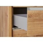 Dressing 300 cm lățime, 3 uși glisante, 6 sertare, finisaj stejar, 236 cm înălțime, compartimentare practică pentru dormitor - imagine 7