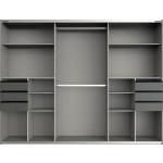 Dressing 270 cm lățime, 3 uși glisante, 6 sertare, culoare grafit / stejar, 208 cm înălțime, compartimentare practică pentru dormitor - imagine 4