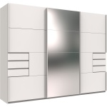 Dressing 270 cm lățime, 3 uși glisante, 6 sertare, culoare alb alpin, 208 cm înălțime, compartimentare practică pentru dormitor - imagine 6