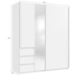 Dressing 168 cm lățime, o ușa glisanta cu oglindă centrală, 3 sertare, culoare gri matase, 198 cm înălțime, compartimentare practică pentru dormitor - imagine 6