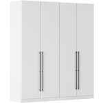Dulap 181 cm lungime, 4 uși batante, culoare alb, finisaj mat, mânere negru mat, 229 cm înălțime, compartimentare premium - imagine 2