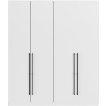 Dulap 181 cm lungime, 4 uși batante, culoare alb, finisaj mat, mânere negru mat, 229 cm înălțime, compartimentare premium - imagine 3