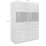 Dressing 135 cm lățime, 2 uși glisante, culoare gri sahara, 198 cm înălțime, compartimentare practică pentru dormitor - imagine 4