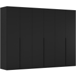 Dulap 301 cm lățime, 6 uși batante, culoare neagra, finisaj mat, 223 cm înălțime, compartimentare premium - imagine 6