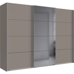 Dressing 270 cm lungime, 3 uși glisante cu oglindă, culoare gri sahara, compartimentare premium, 210 cm înălțime - imagine 2