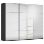 Dressing 271 cm lungime, 3 uși glisante cu oglindă, laterale negre, compartimentare premium, 223 cm înălțime - imagine 3