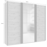 Dressing 225 cm lungime, 3 uși glisante cu oglindă, culoare stejar natural / gri antracit, compartimentare premium, 210 cm înălțime - imagine 3