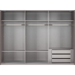 Dressing 270 cm lungime, 3 uși glisante cu oglindă, culoare gri sahara, compartimentare premium, 210 cm înălțime - imagine 3