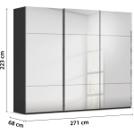 Dressing 271 cm lungime, 3 uși glisante cu oglindă, laterale negre, compartimentare premium, 223 cm înălțime - imagine 6